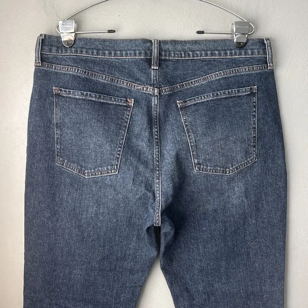 Old Navy Jeans Size 14 Mr Boyfriend Midrise Blue Stretch Denim Cropped Raw Hem